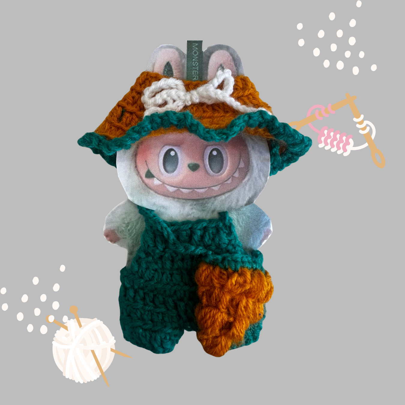 Get your Labubu ready for the classroom with our adorable handmade crochet back to school outfit, complete with a sweet strawberry bag!