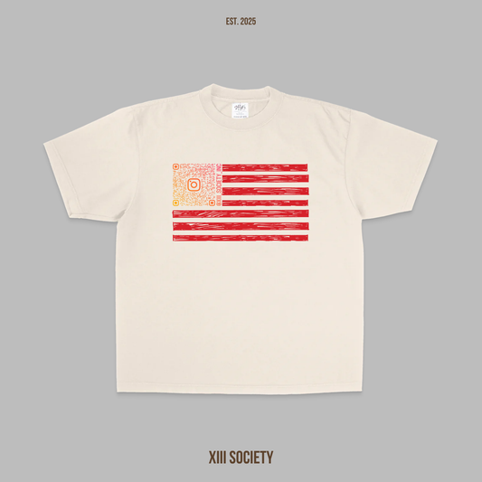 4th of July with our custom flag tees featuring a bold QR code design!