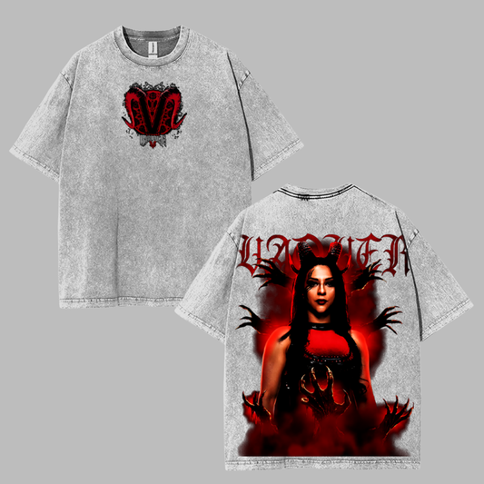Dark Gothic Demon Queen Oversized T-Shirt – Vintage Black Streetwear