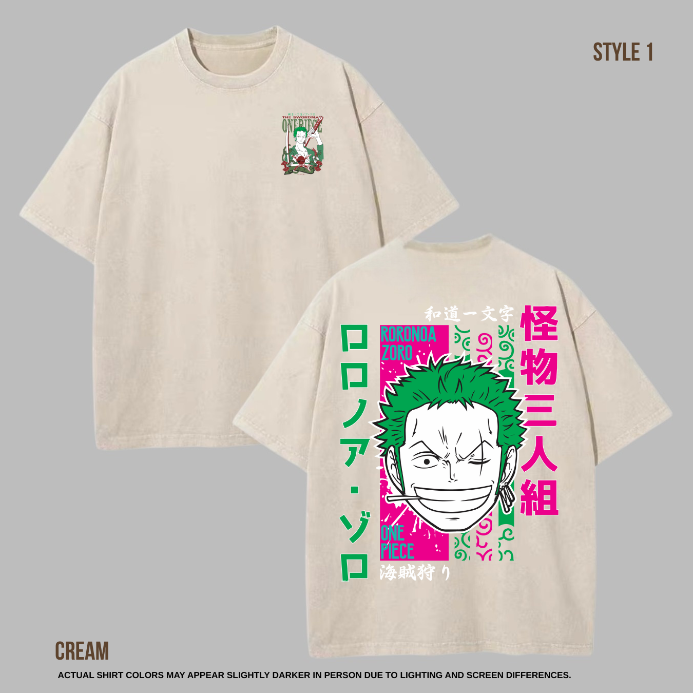 One Piece Oversized Anime T-Shirt – Zoro & Luffy Streetwear Drop