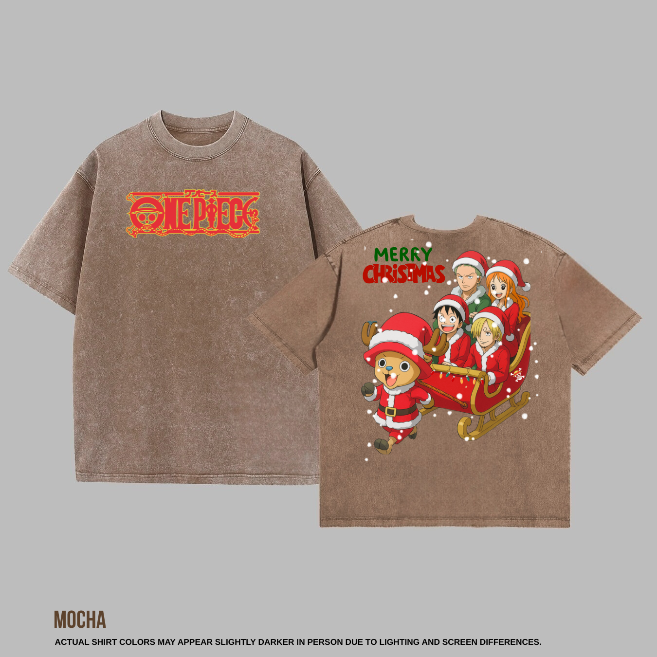 One Piece Christmas Oversized Tee — Festive Anime Streetwear for True Straw Hat Fans