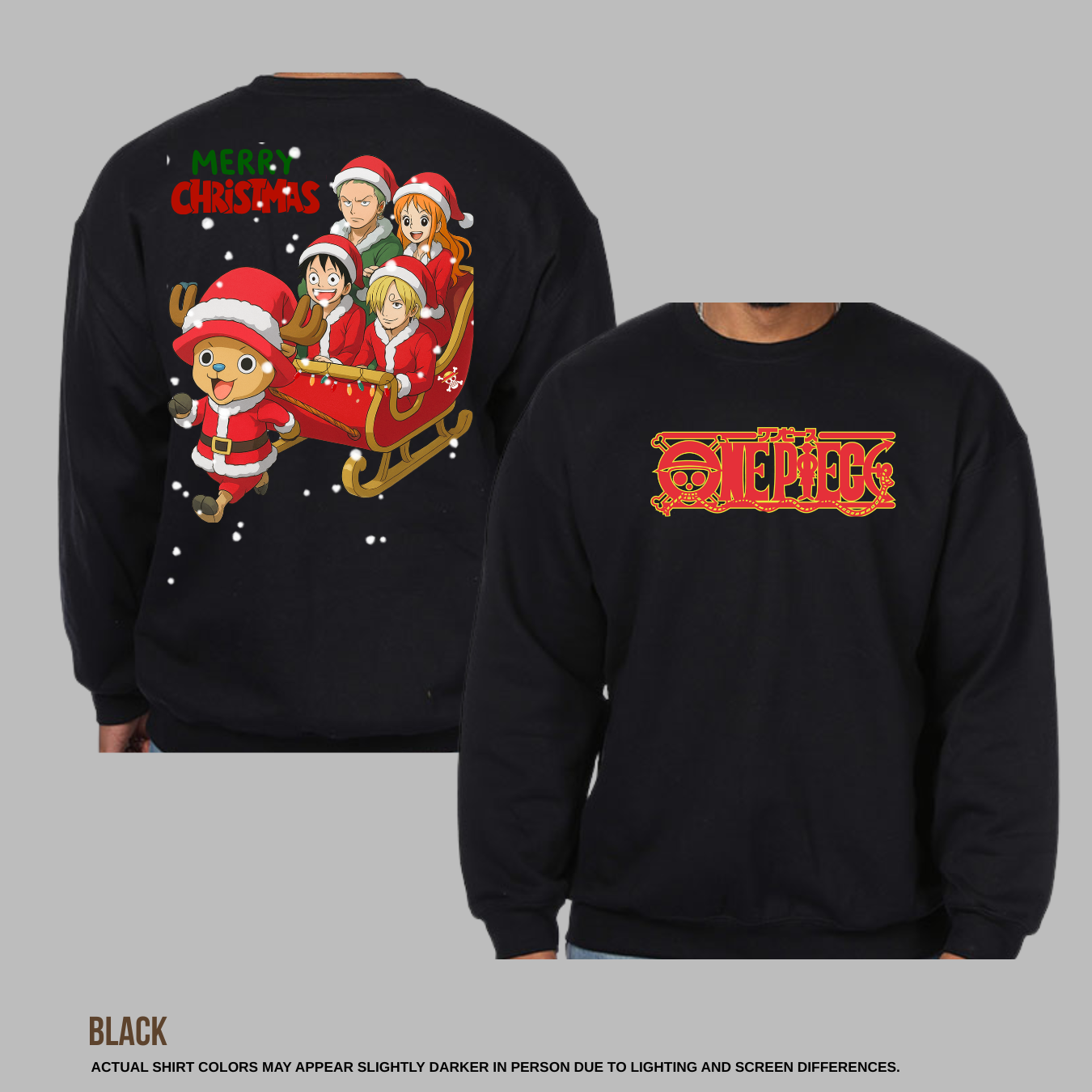 One Piece Christmas Oversized Tee — Festive Anime Streetwear for True Straw Hat Fans