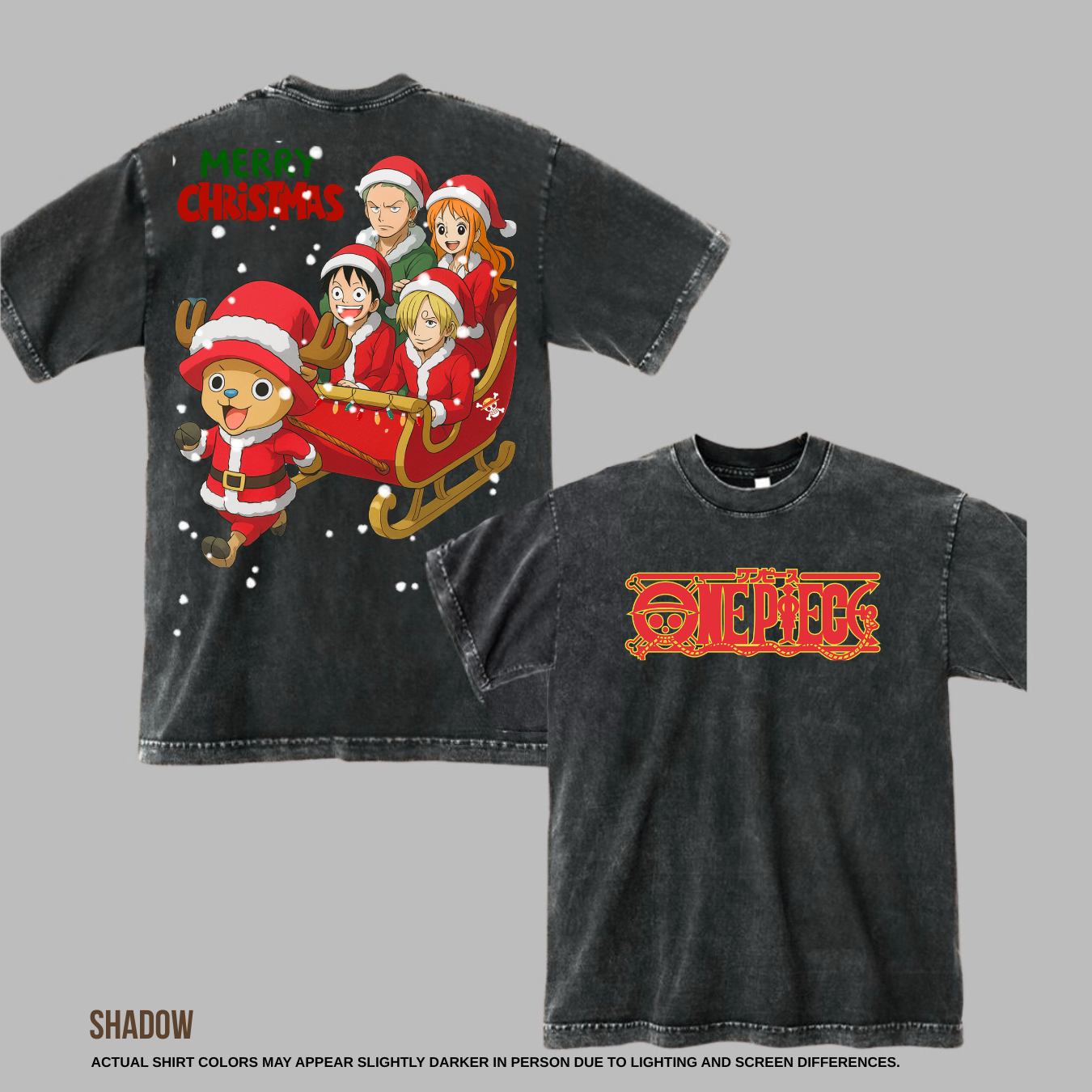 One Piece Christmas Oversized Tee — Festive Anime Streetwear for True Straw Hat Fans